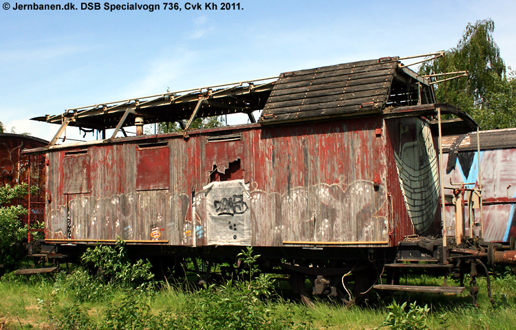 DSB Specialvogn 736<br>Tårnvogn til brug for køreledningstilsynet